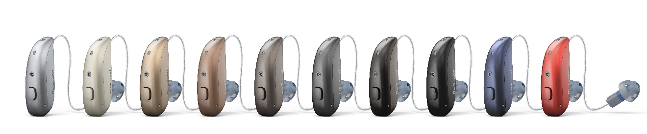 Hearing aids in a variety of colors